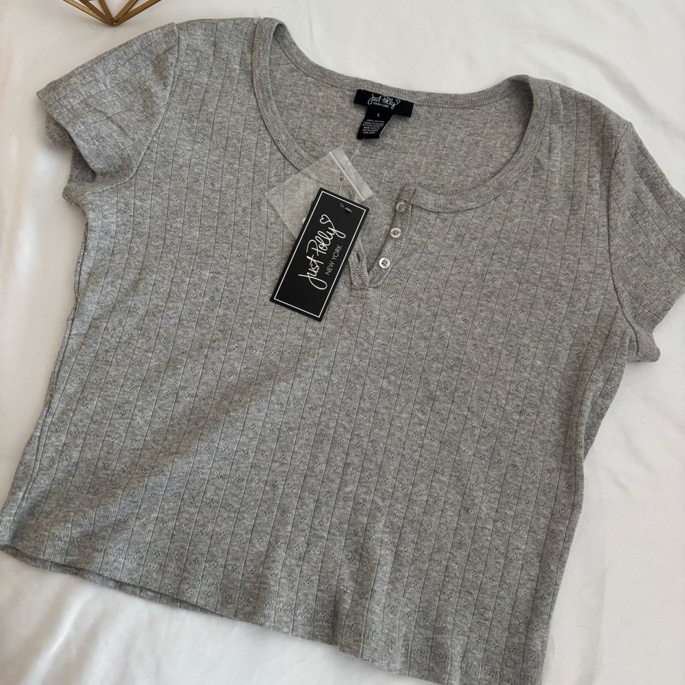 Gray just Polly Jr. sz L shirt